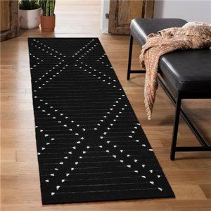 NEW Black Boho Runner Area Rug